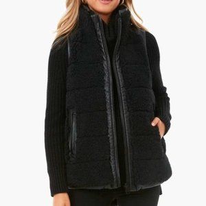 TUCKERNUCK Black Leather and Shearling Reversible Beckham Vest Sz M